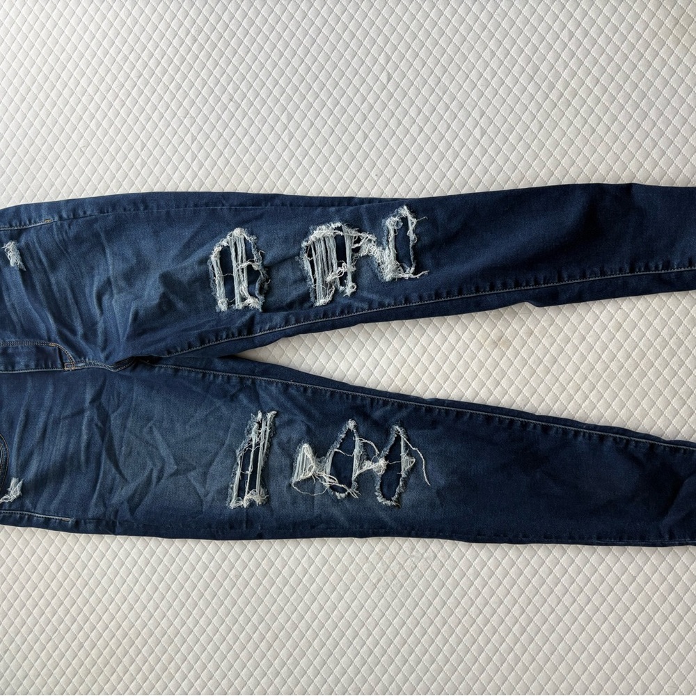 American Eagle Outfitters Dark Blue Ripped Skinny Jeans